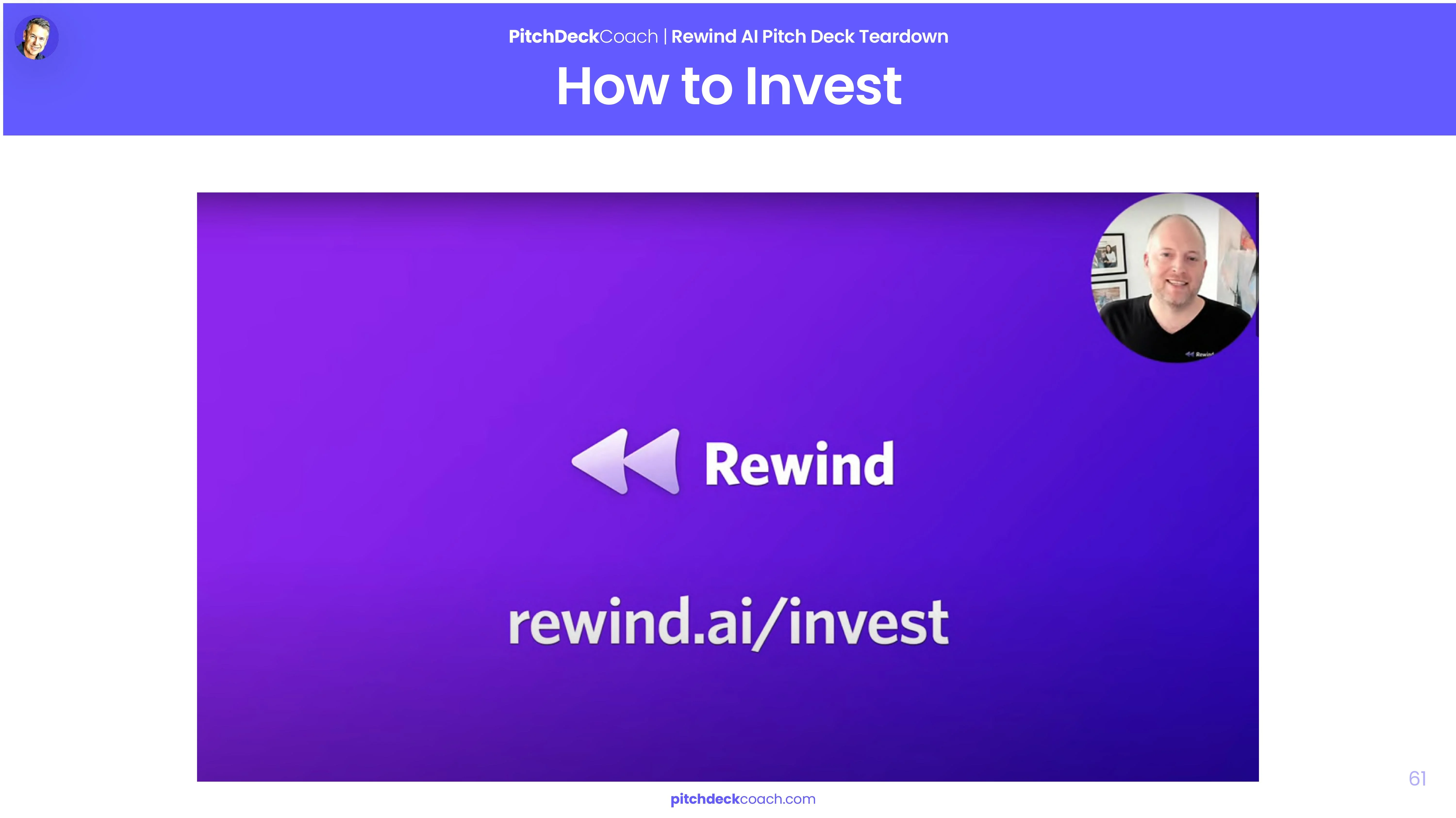 Rewind Pitch Deck Template — How to Invest Slide