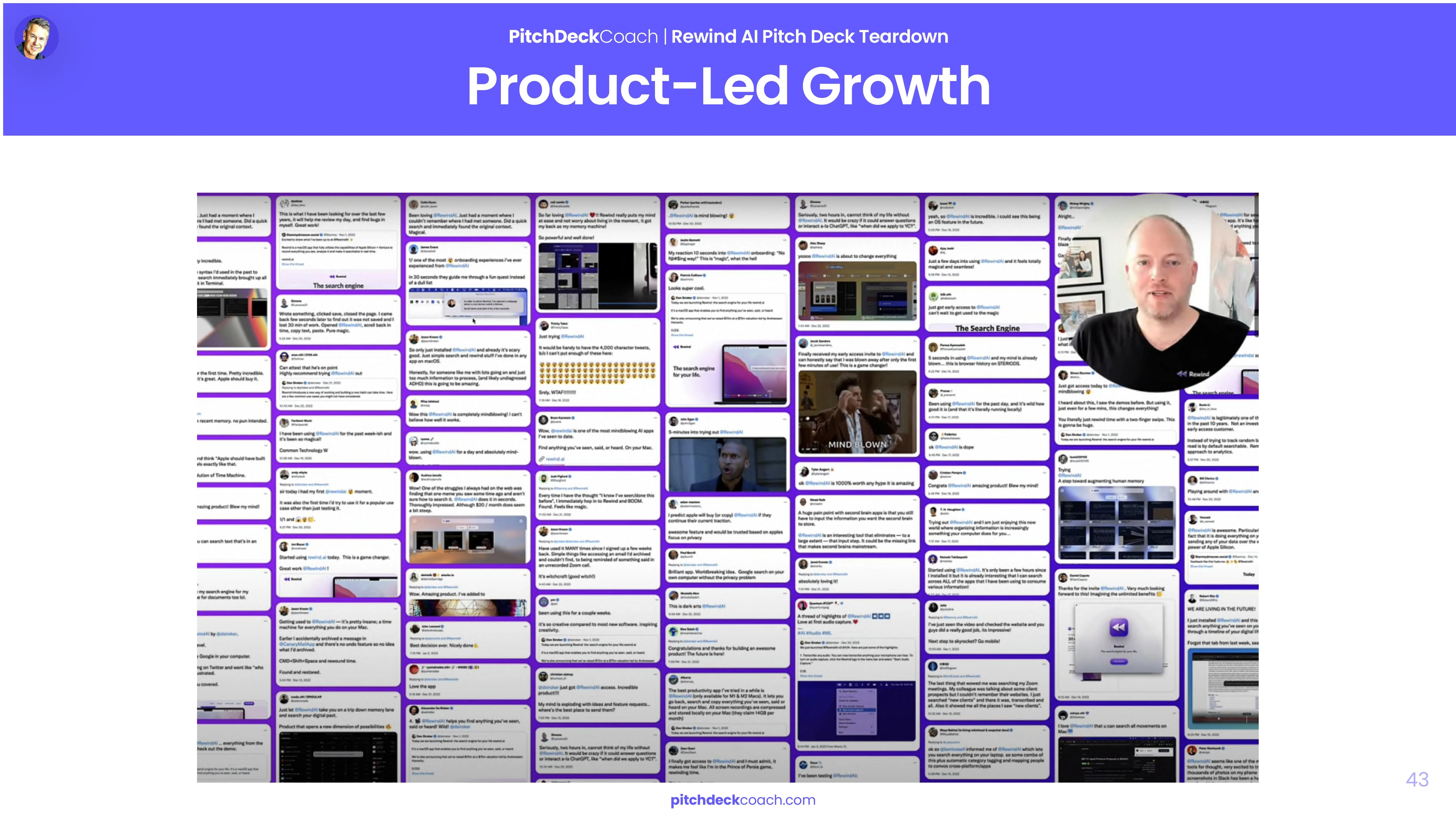 Rewind Pitch Deck Template — Product-Led Growth Example Slide