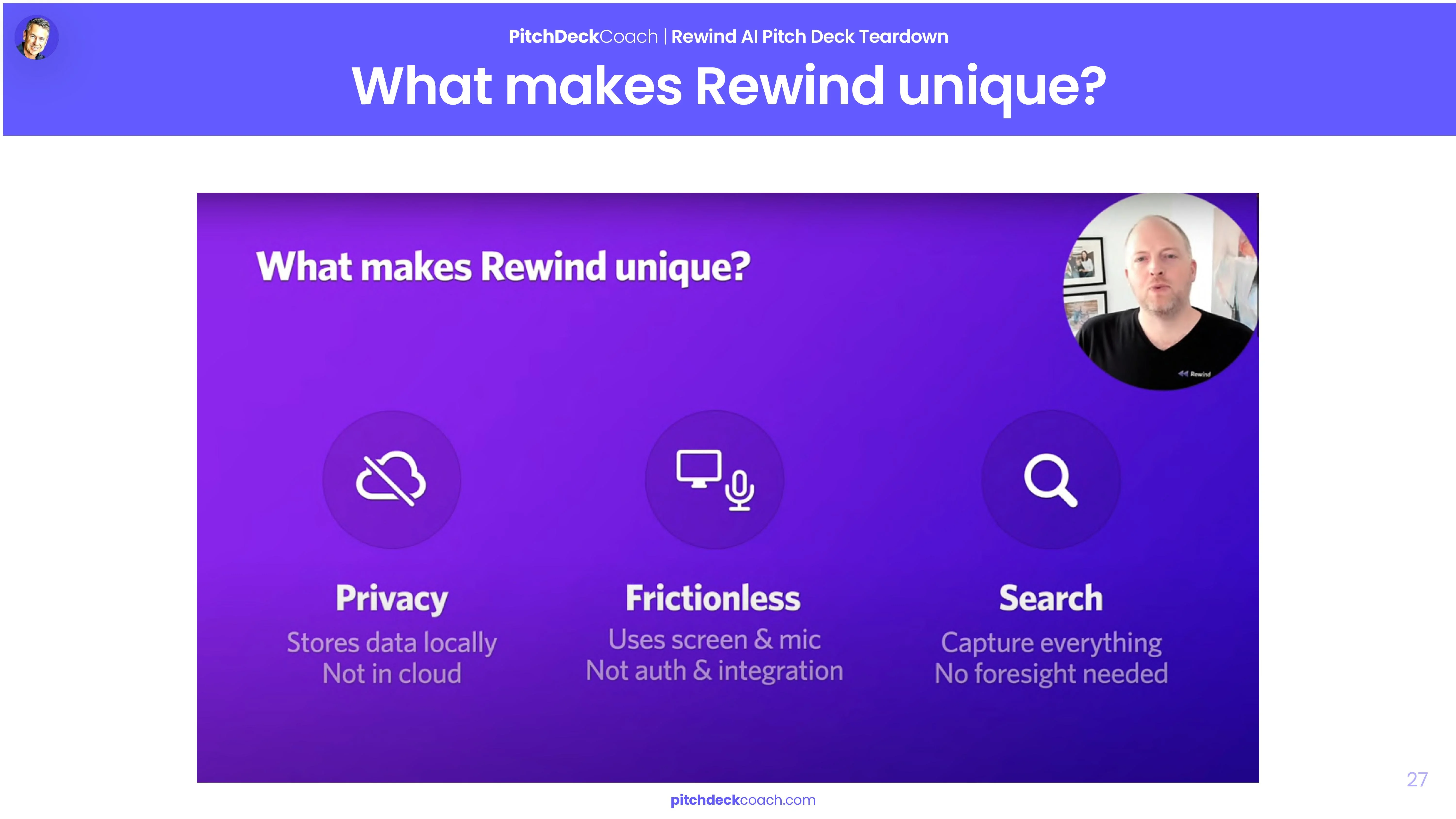 Rewind Pitch Deck Template — What Makes Rewind Unique Slide