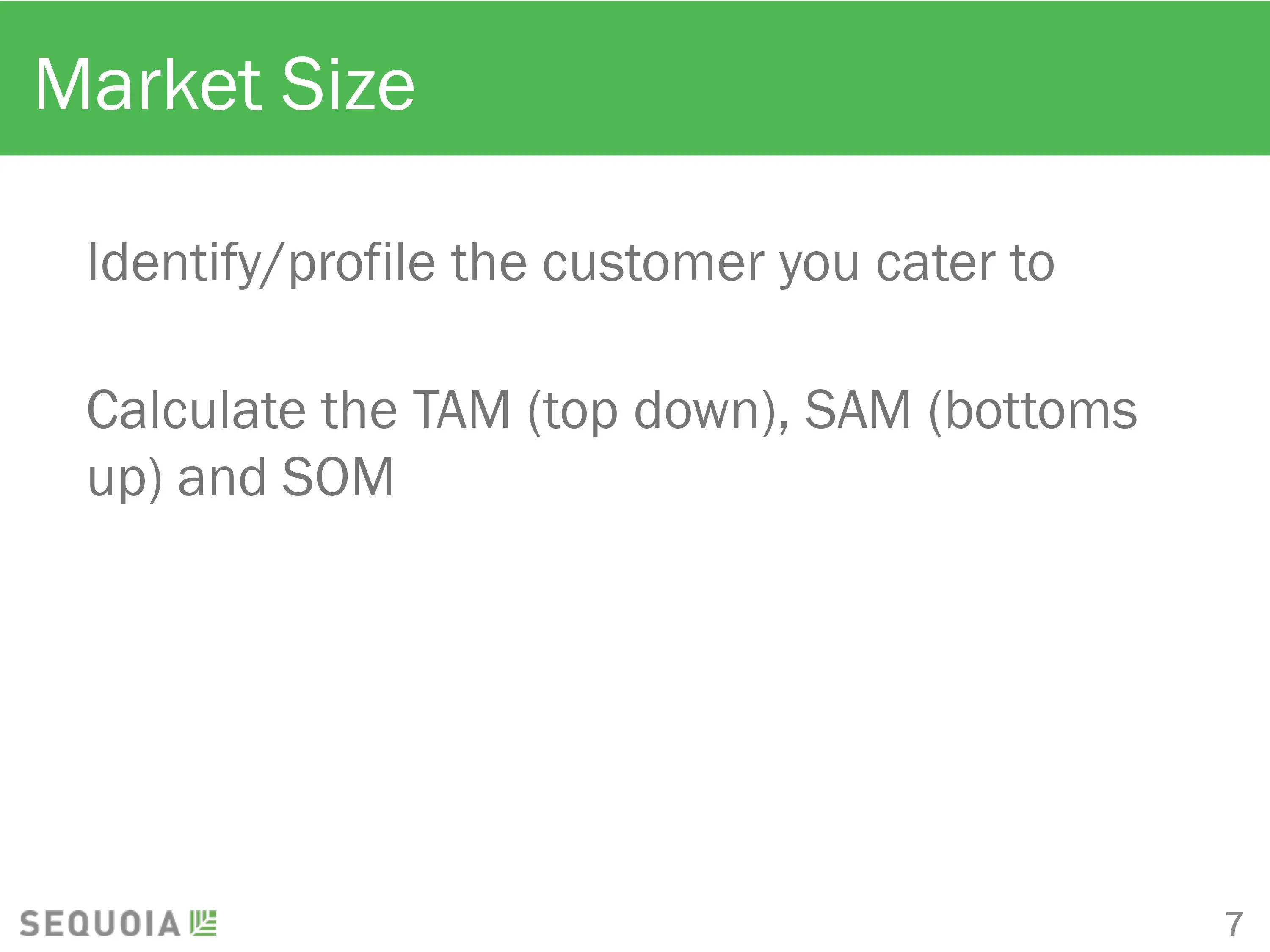 Sequoia Capital pitch deck template. Market Size slide.